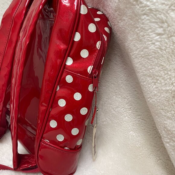 Cute Disney Minnie Mouse Shiny, Metalic Red Vinyl Kids Backpack - Picture 3 of 9